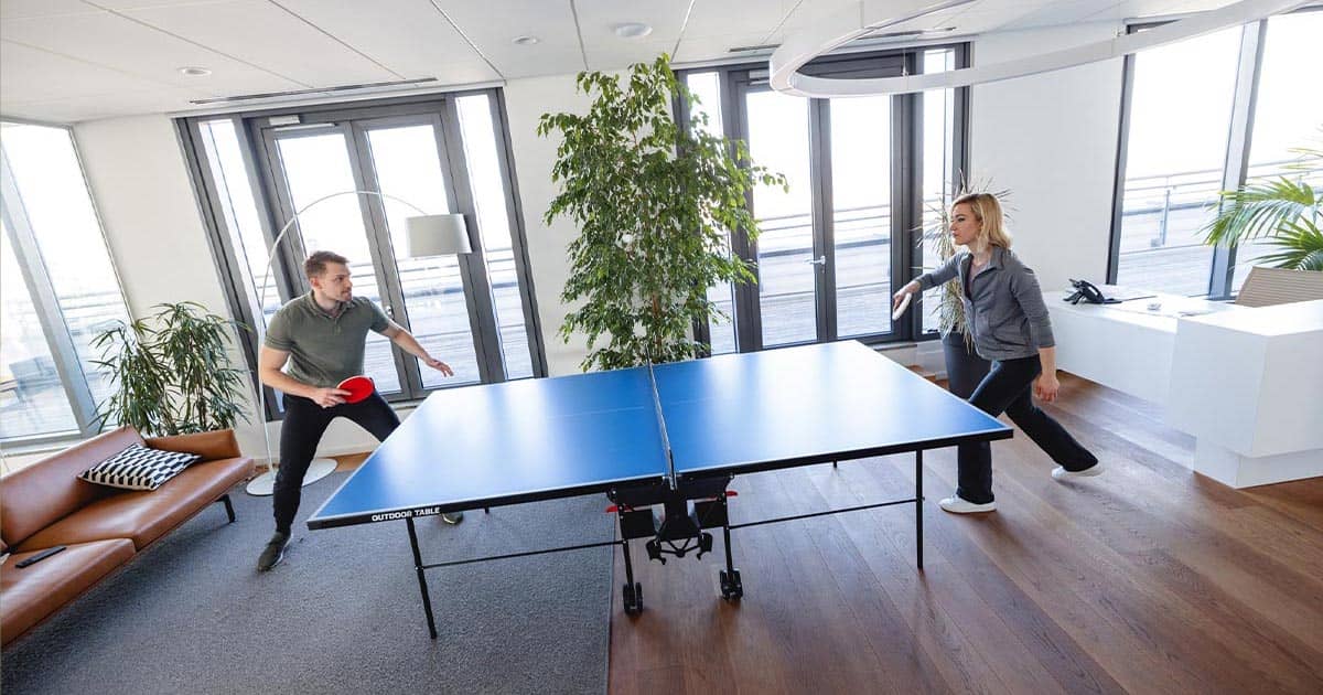 Office game of table tennis