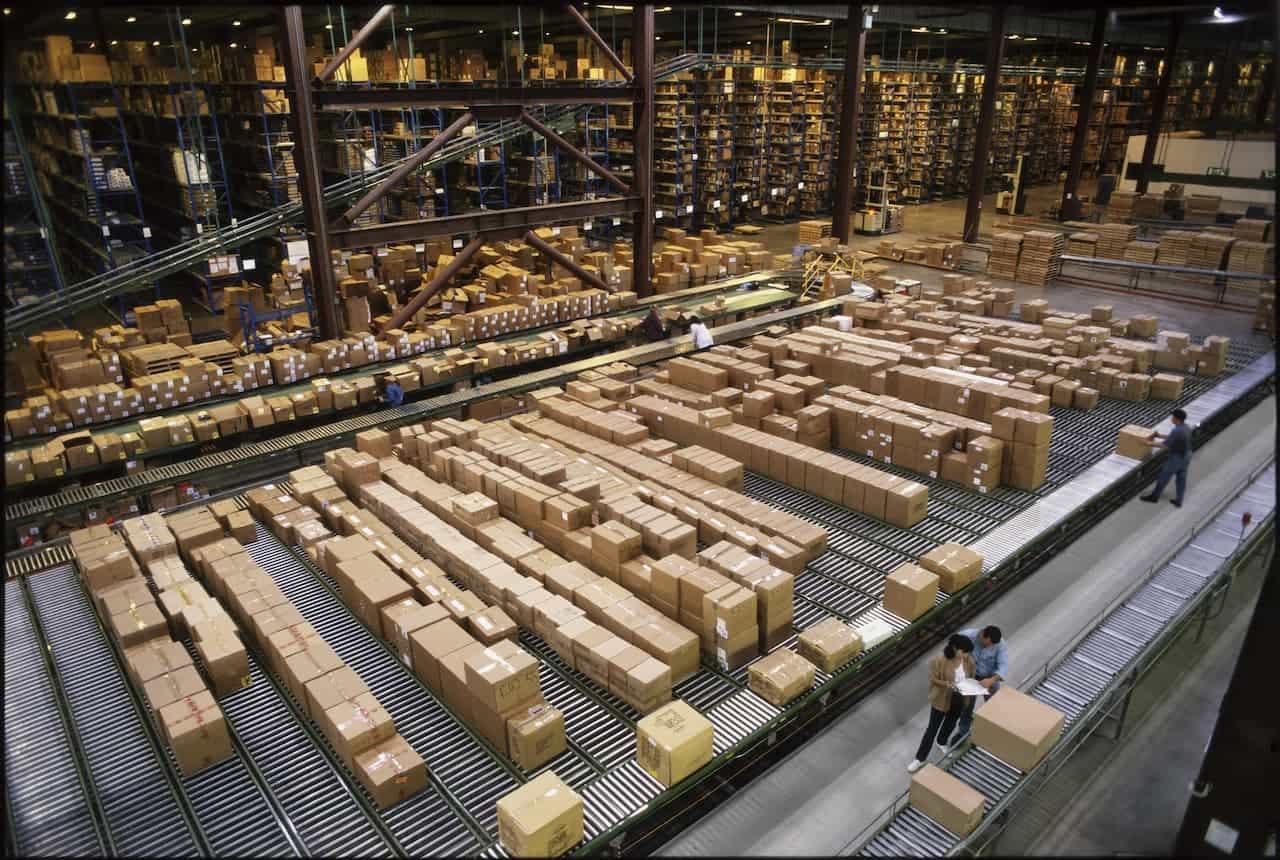 Large warehouse full of parcels