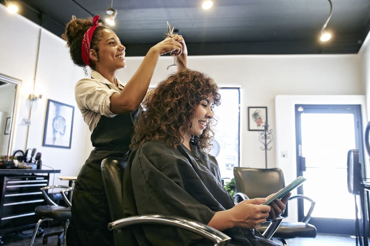 Customer in a hair salon
