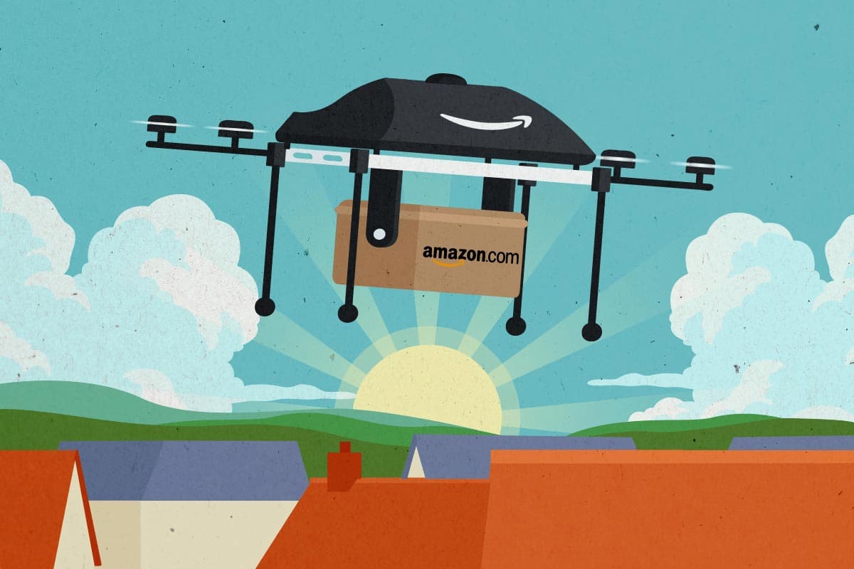 Illustrated Amazon delivery drone