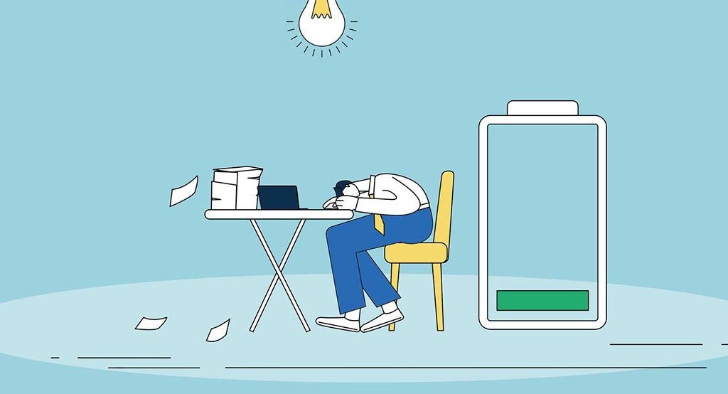 Illustration of a stressed worker