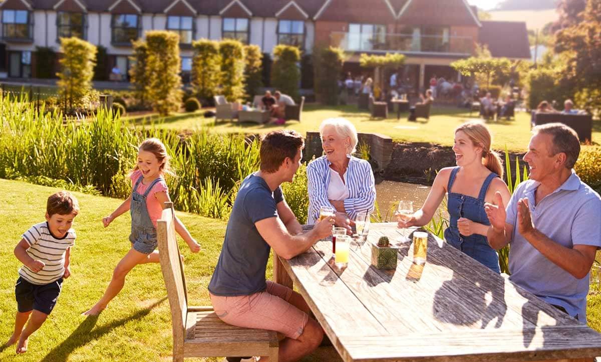 Family in a pub beer garden