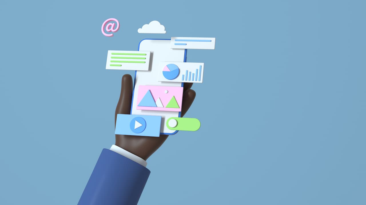 Illustration of a social media user on a mobile phone