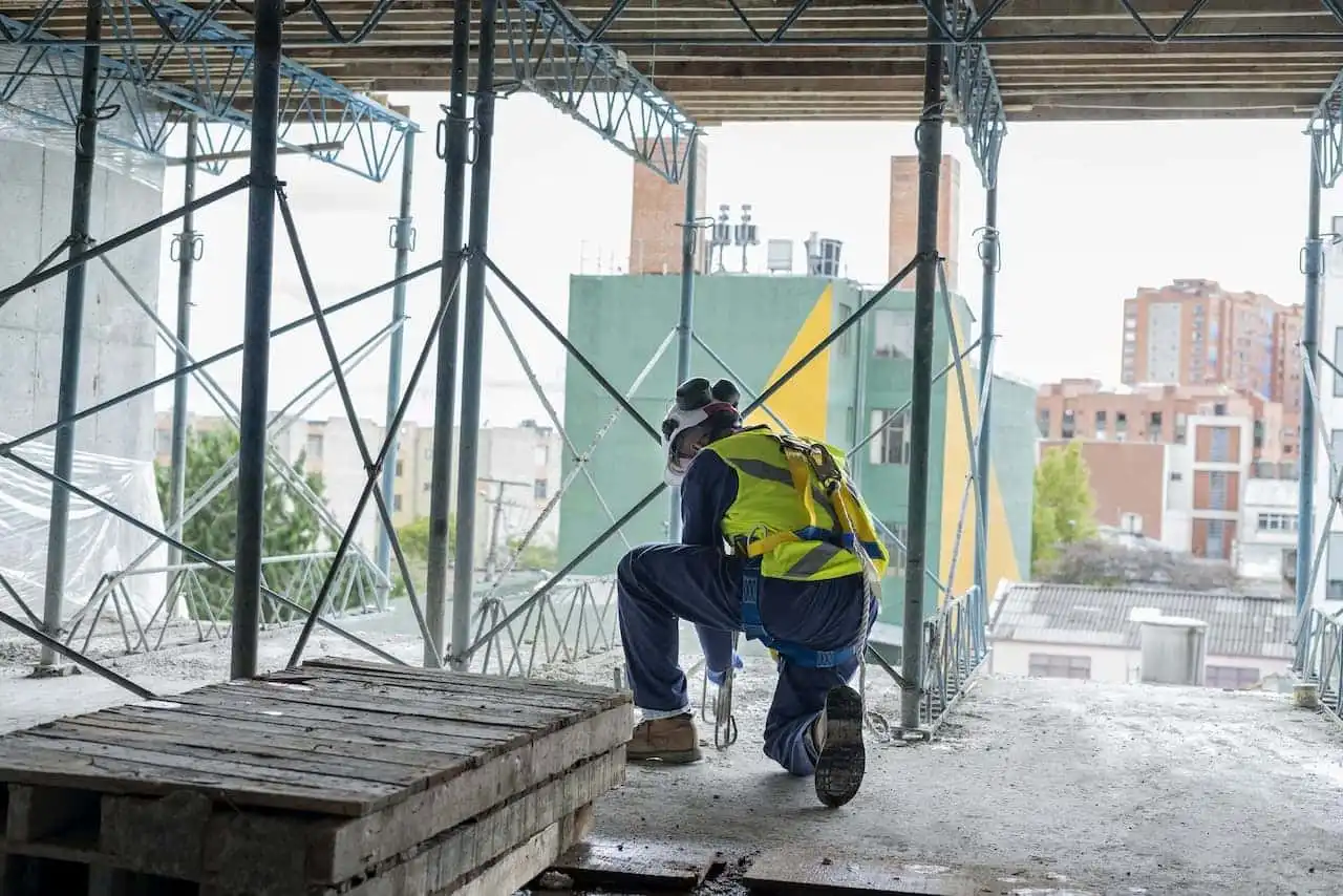 Contractor working on a building site