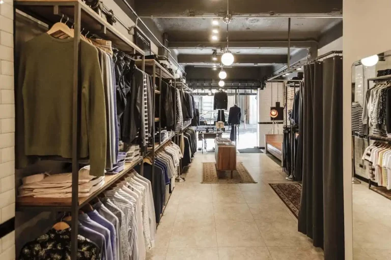 Clothes on display in a clothing shop