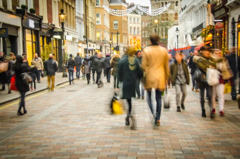 Crowded UK high street