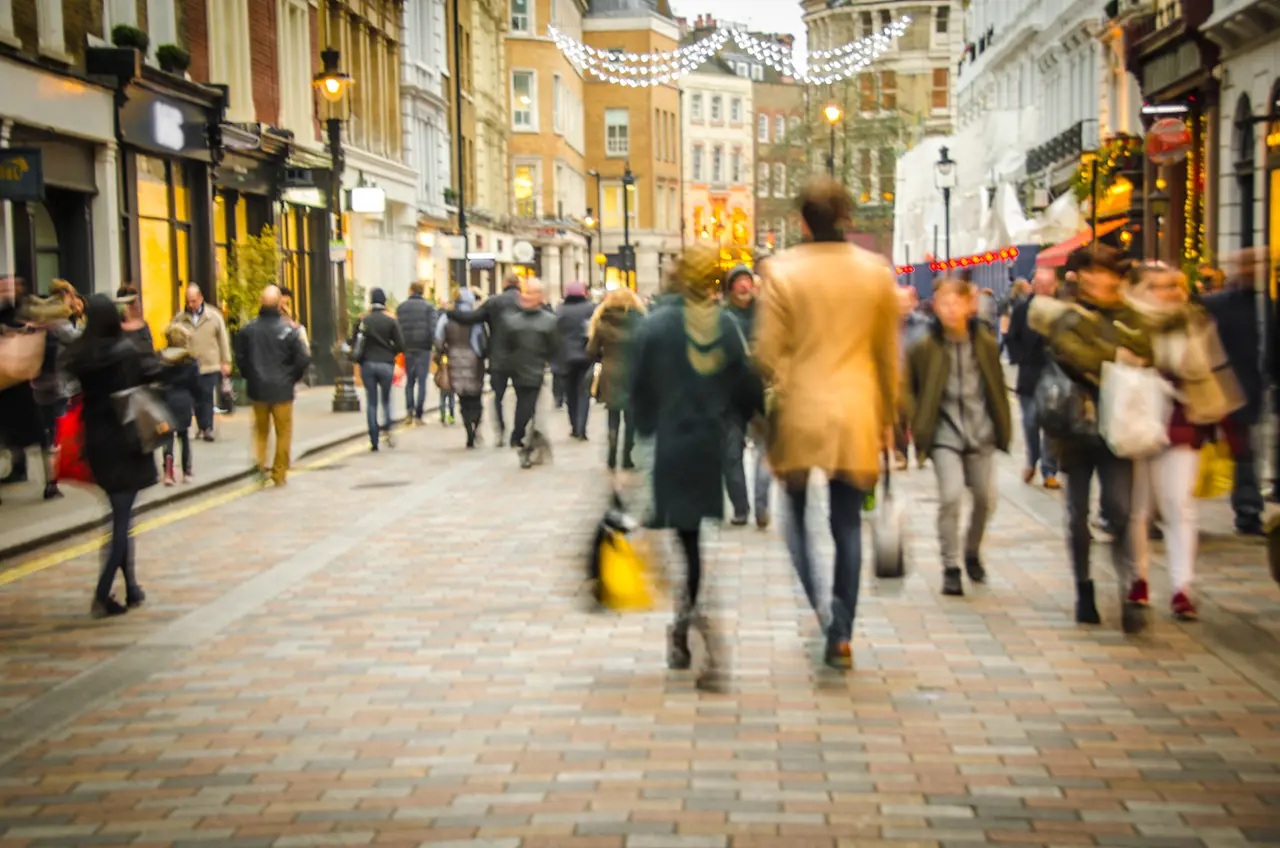 Crowded UK high street