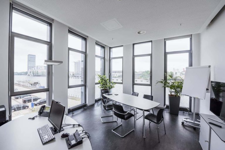 Office overlooking a river
