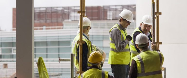 Contractors meeting on a construction site