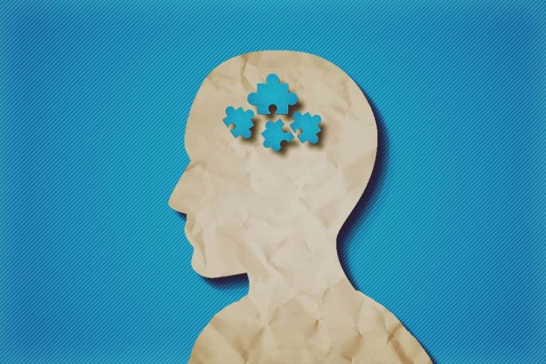 Human brain represented as jigsaw pieces