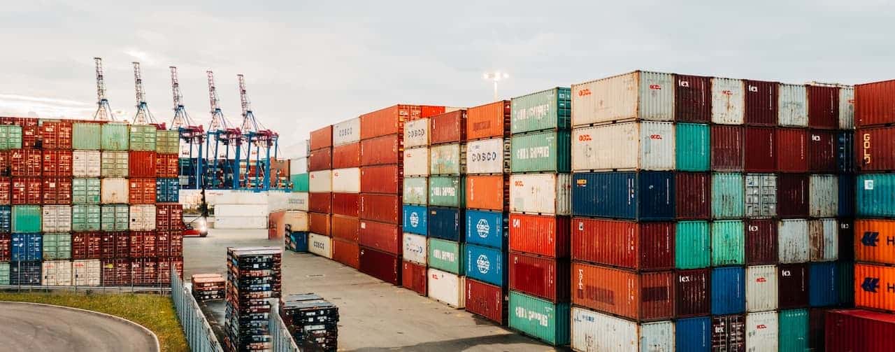 Shipping containers stacked up