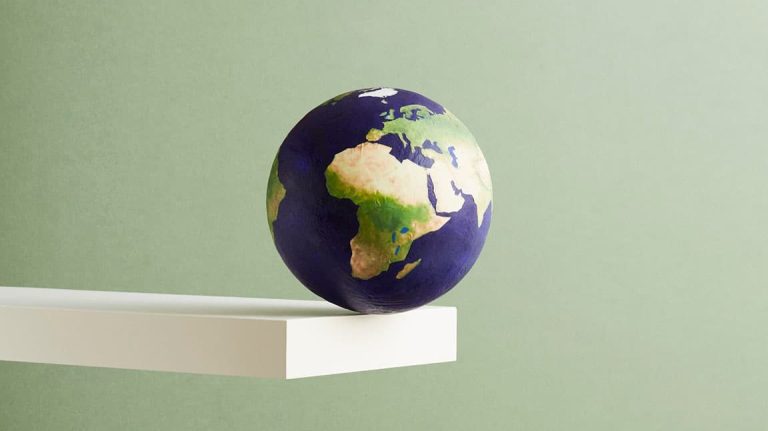 Earth hanging in the balance