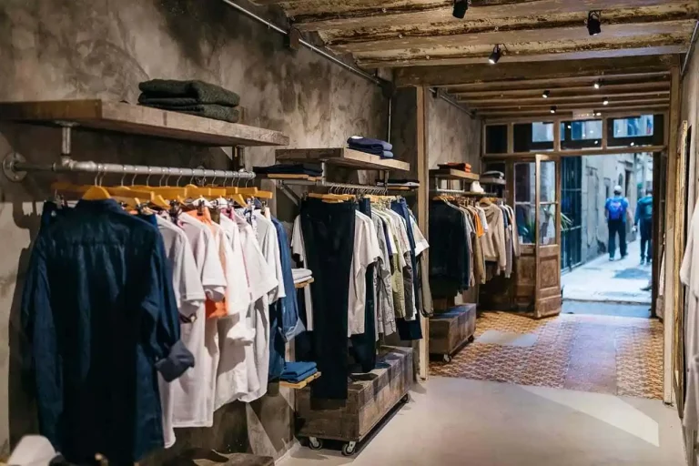 Clothing rail in a shop