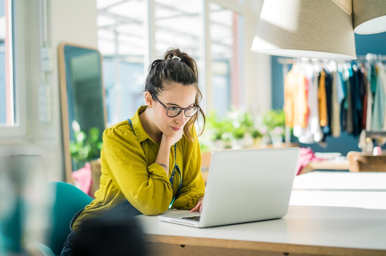 Freelancer working on laptop