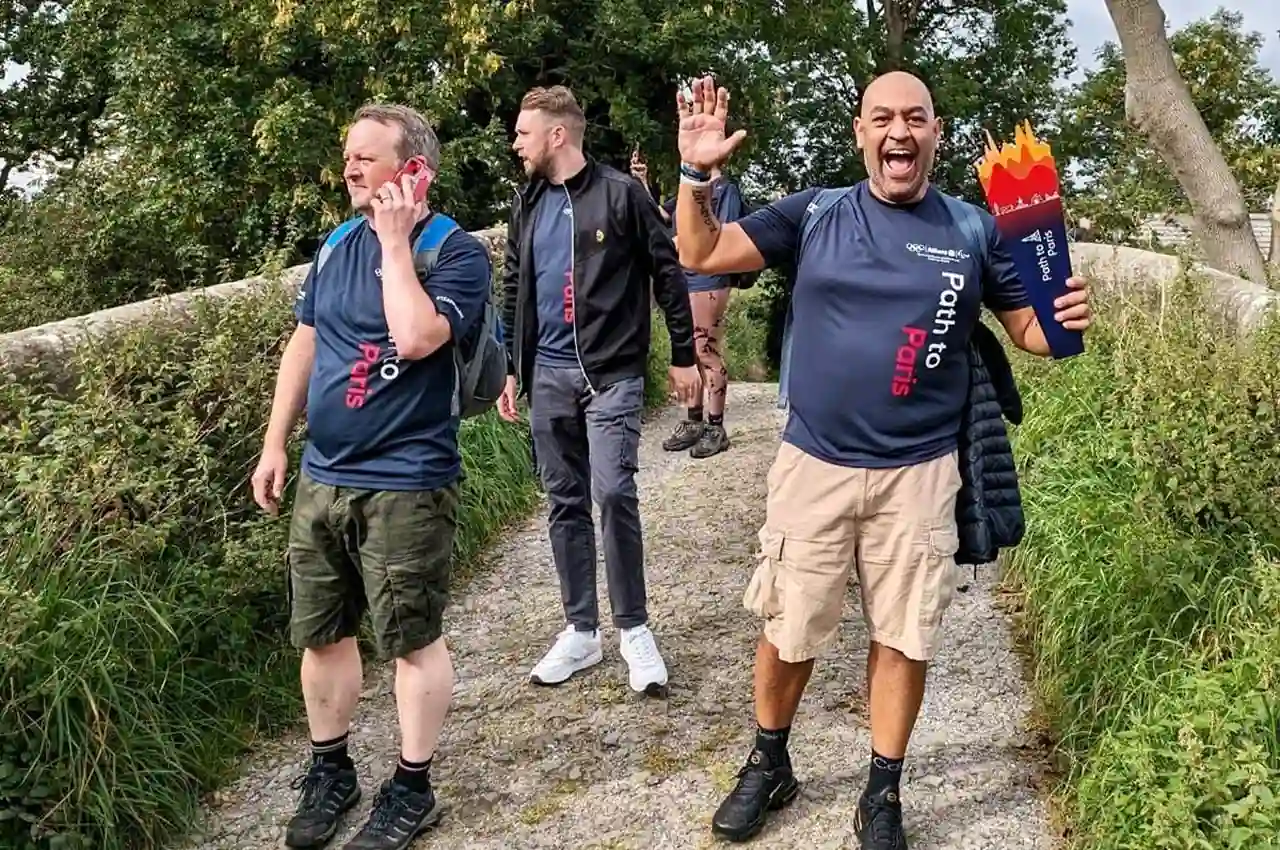 Group of happy participants on the charity walk