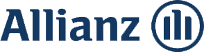 Logo of Allianz featuring the word Allianz alongside a blue circle with three vertical lines inside in blue.