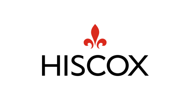 Hiscox logo with red fleur-de-lis and bold black text on a white background.