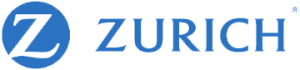 Zurich logo in white and blue. The word Zurich is in blue and there is a circle with the letter 'Z' in front of it.