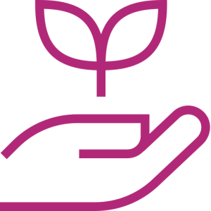 Hand holding a seed icon