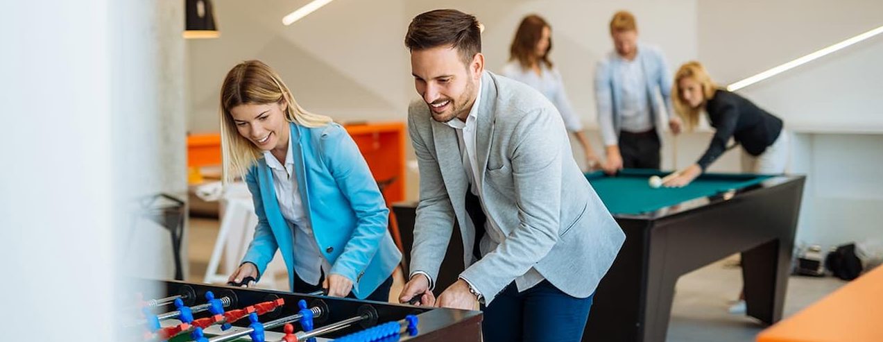 Office workers playing games
