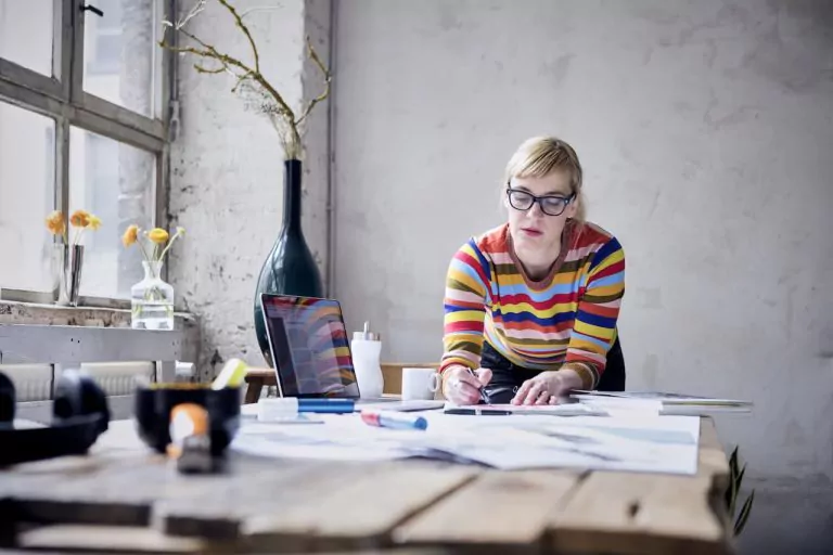 Freelancer working a desk