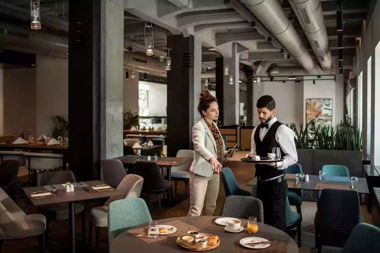 Restaurant staff working together