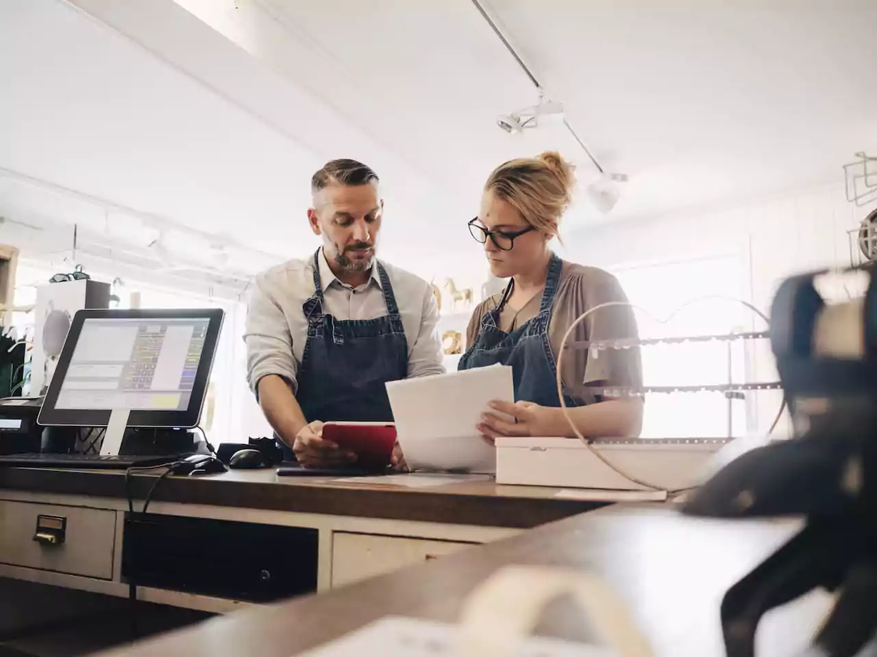 Business owners working together