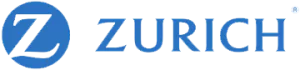 Zurich logo in white and blue. The word Zurich is in blue and there is a circle with the letter 'Z' in front of it.